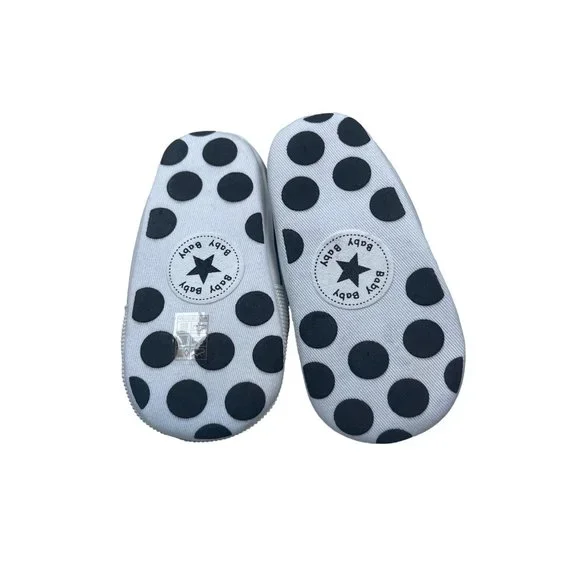 New Baby Canvas Star Black Soft Sole Sneakers Sz 3 - Picture 3 of 5